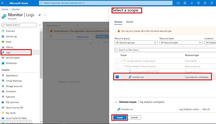 Monitor Logs and Analytics in Azure Monitor